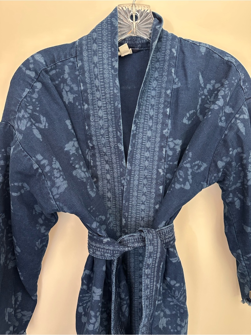 GAP Lightweight Blue Floral Tie-Belt Kimono Jacket - Picture 2 of 6